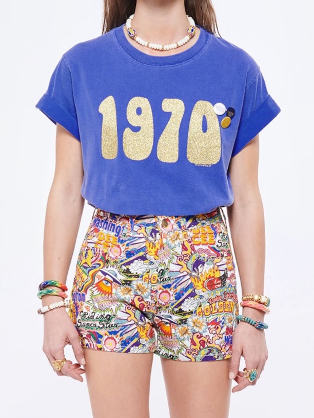 Washington Dee-Cee Multi-Colored Graphic Comic Rodeo Print Denim Shorts, 27